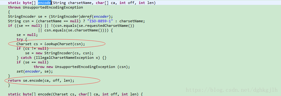 StringCoding.encode 查找字符集并调用 StringEncoder 编码