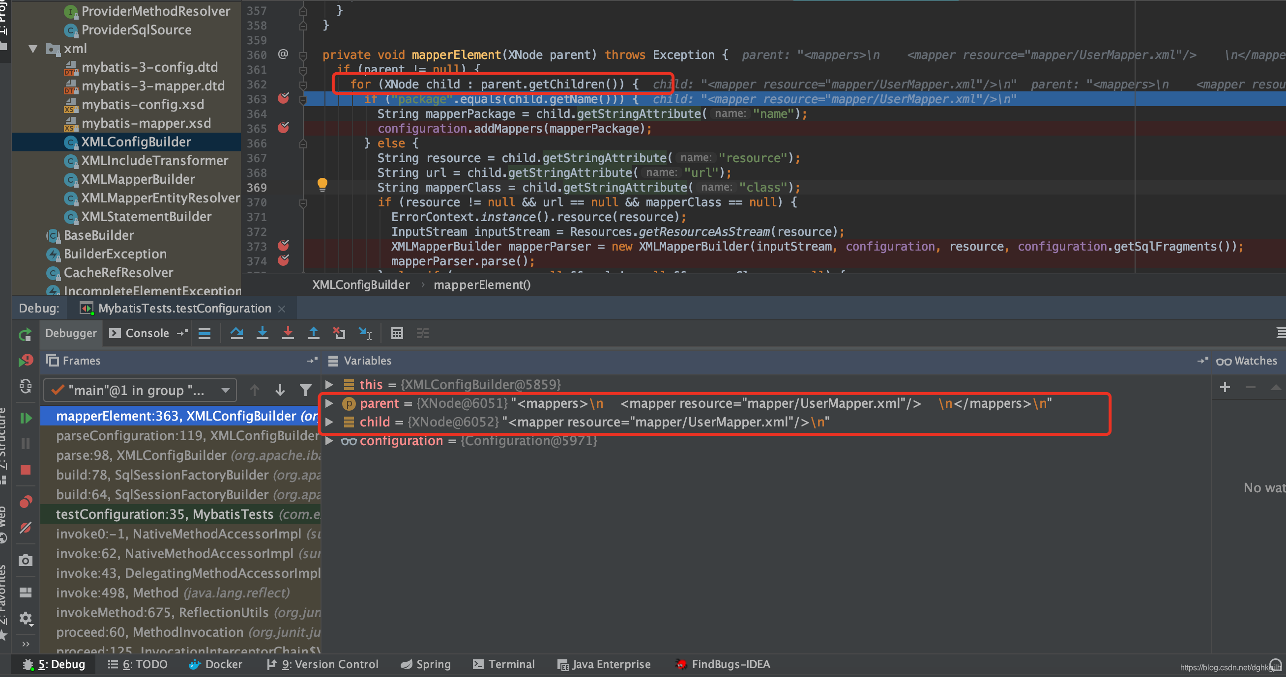 XMLConfigBuilder.mapperElement 读取 mapper 配置并创建 XMLMapperBuilder