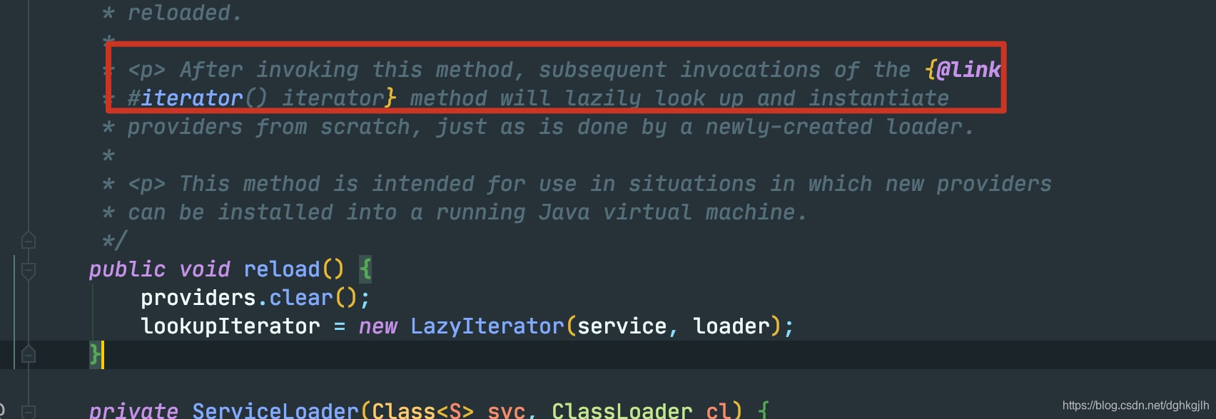 ServiceLoader.reload 清空缓存并创建 LazyIterator