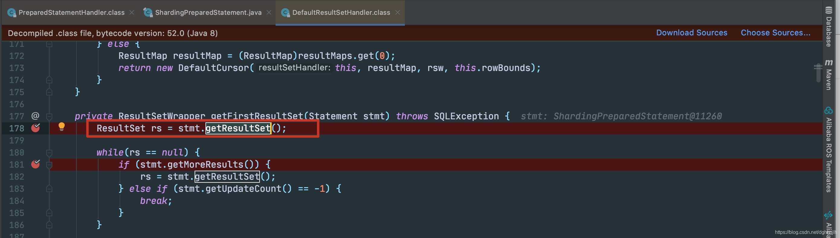 DefaultResultSetHandler retrieving the first ResultSet from the Statement