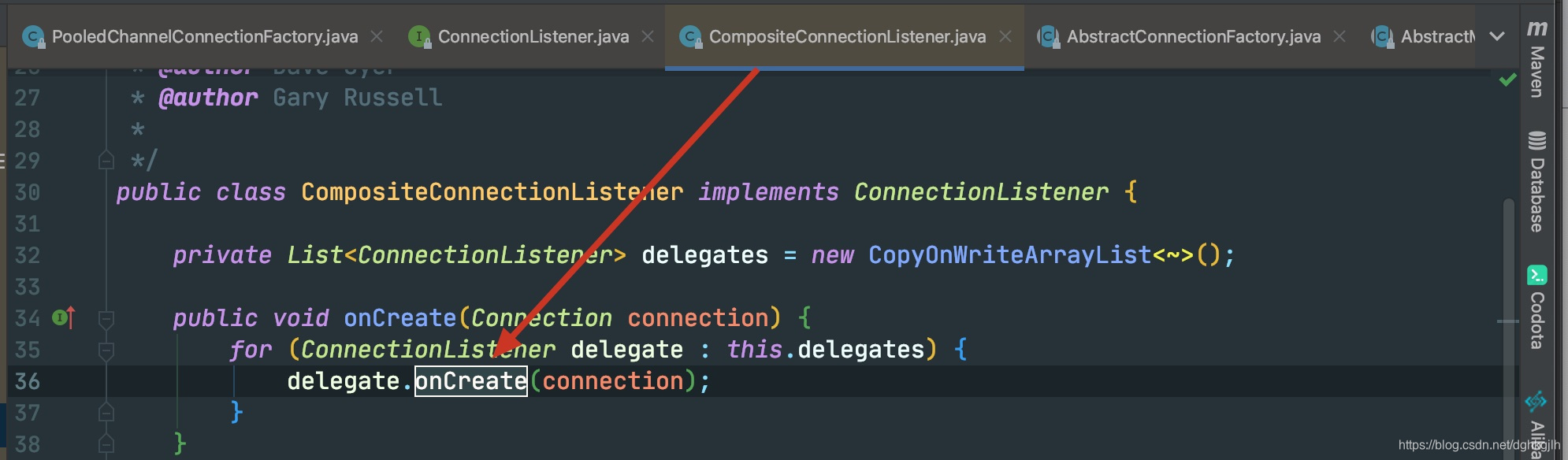 CompositeConnectionListener.onCreate 遍历并通知各监听器