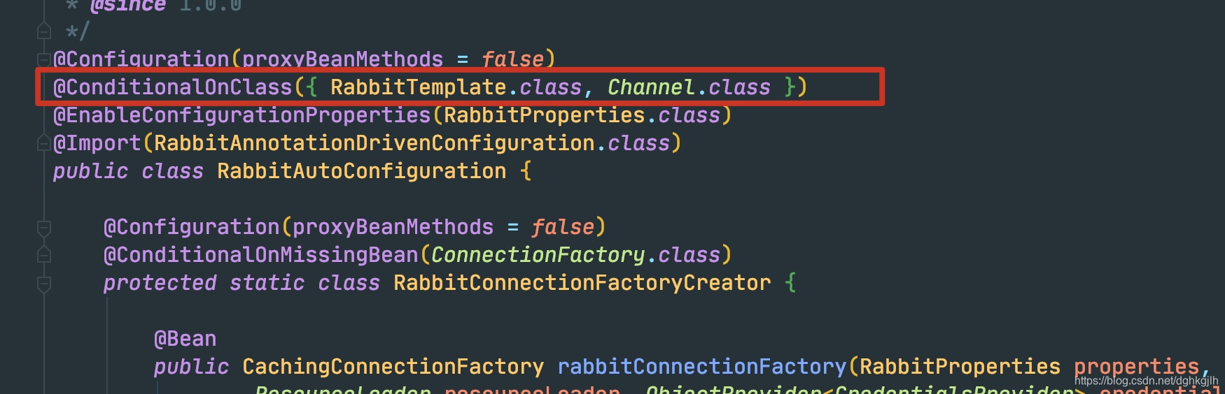 RabbitAutoConfiguration 根据 RabbitTemplate 和 Channel 类启用自动配置