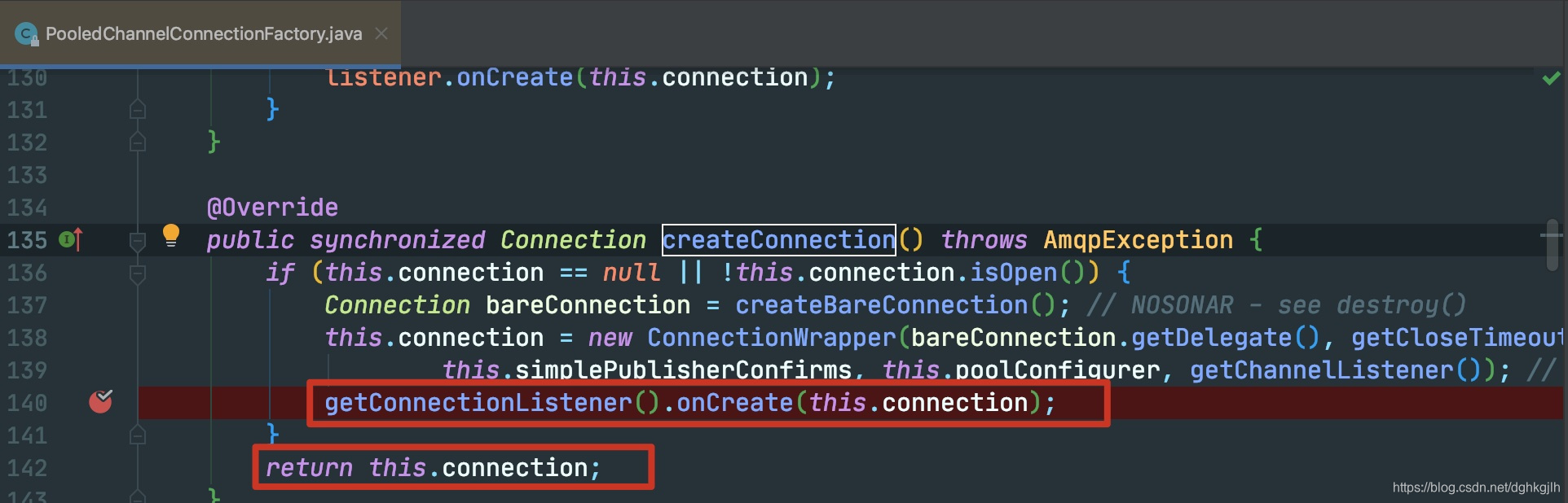 PooledChannelConnectionFactory.createConnection 创建连接并调用 onCreate