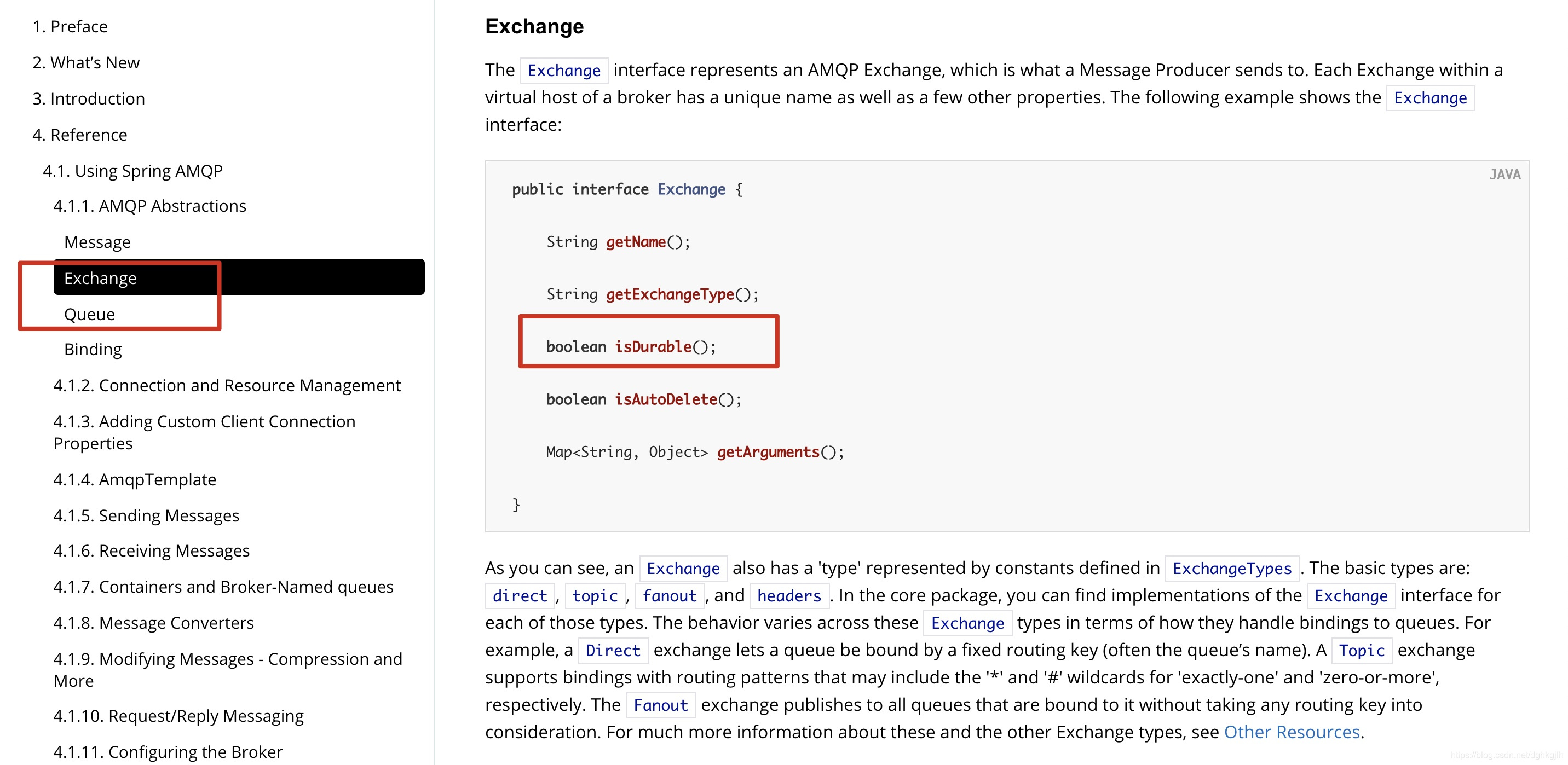 Spring AMQP Exchange 接口中的 durable 持久化属性