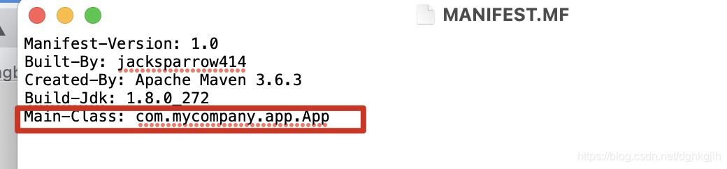 MANIFEST.MF with Main-Class configured as com.mycompany.app.App