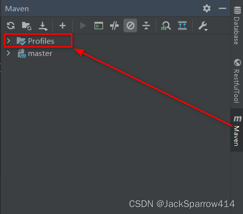 Selecting the master profile under Profiles in the IDEA Maven panel