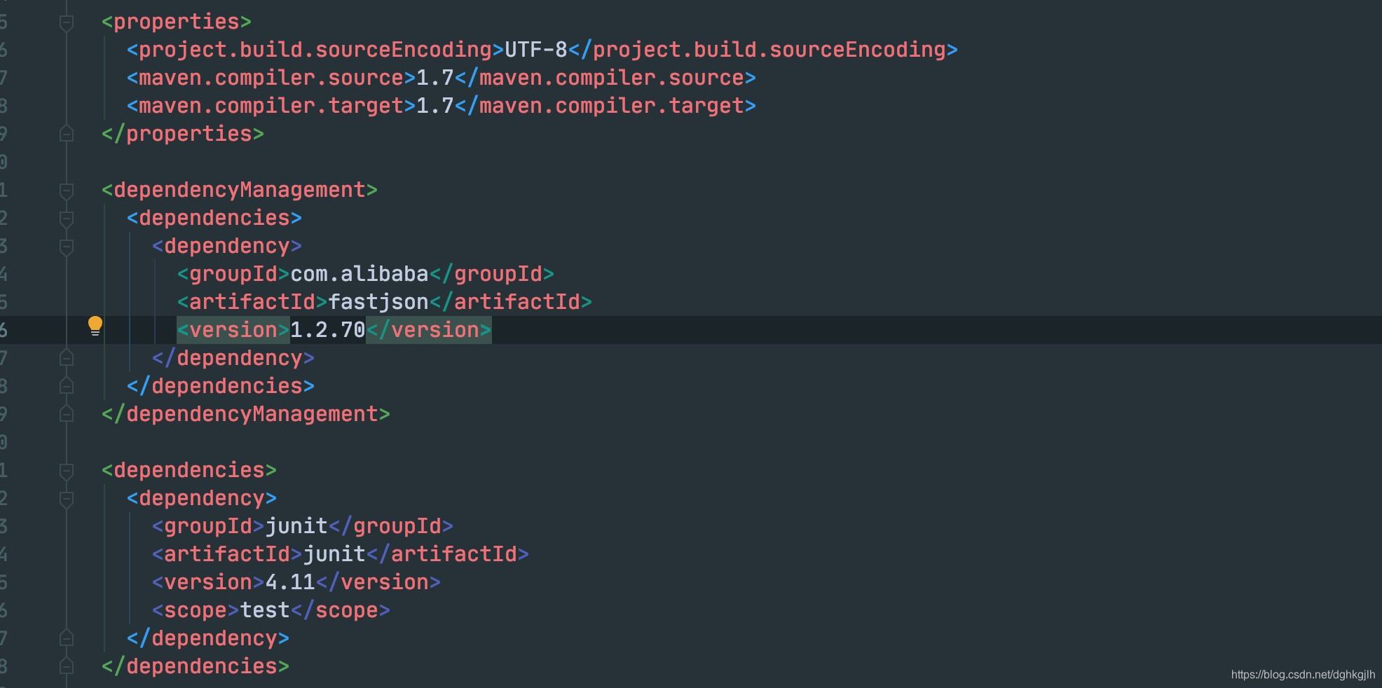 Parent POM example with dependencies and dependencyManagement
