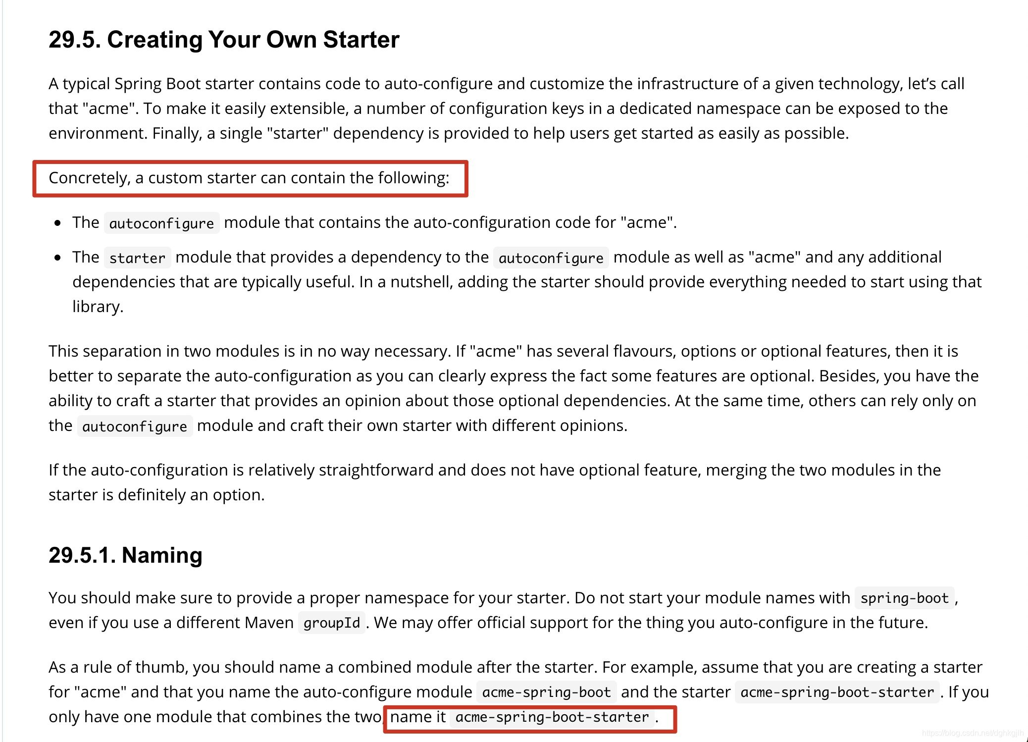 Spring Boot 官方文档中的自定义 starter 结构与命名约定