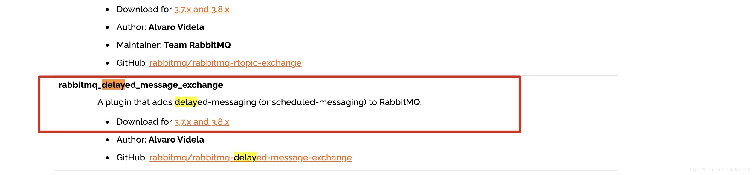 Download entry for rabbitmq_delayed_message_exchange on the RabbitMQ plugins page