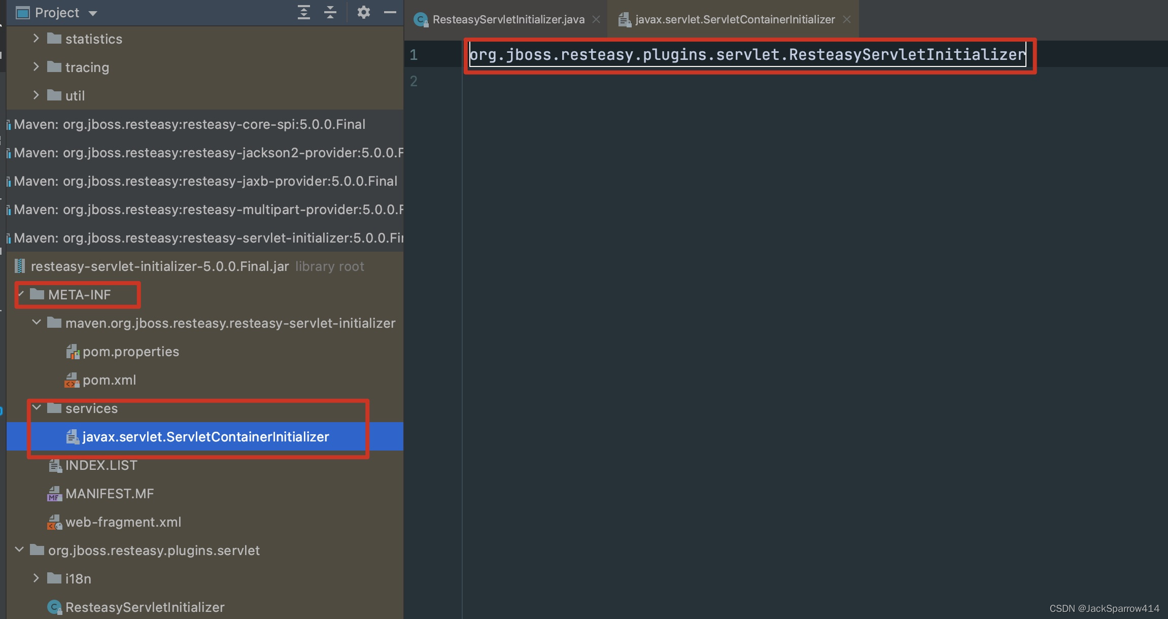 SPI configuration registering ResteasyServletInitializer under META-INF/services