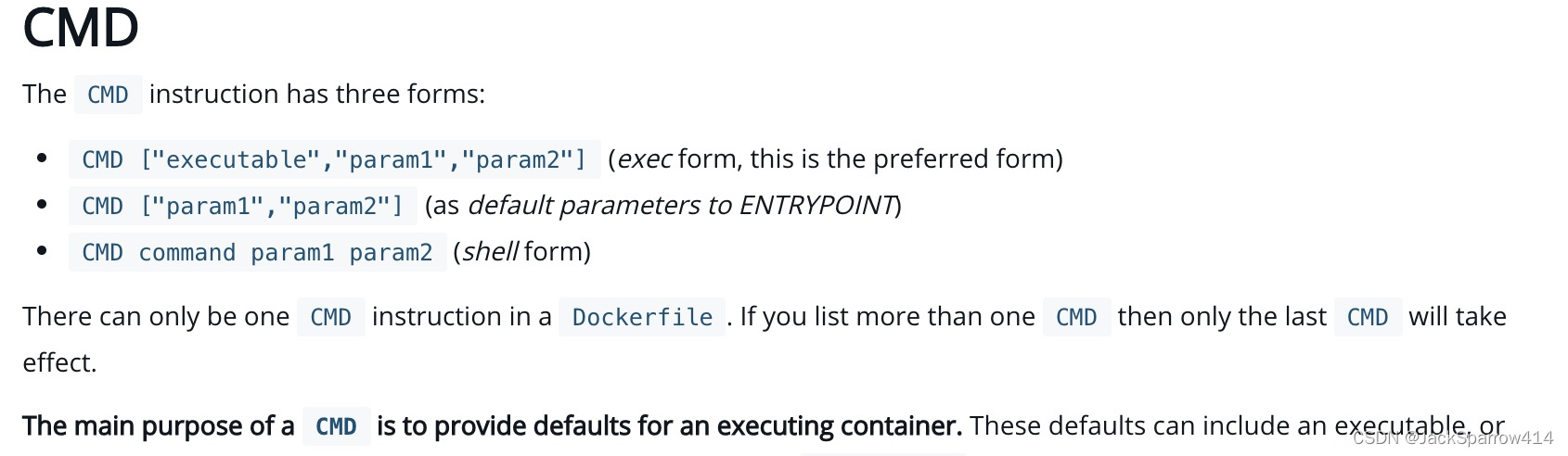 Dockerfile CMD 指令的三种写法与默认命令说明