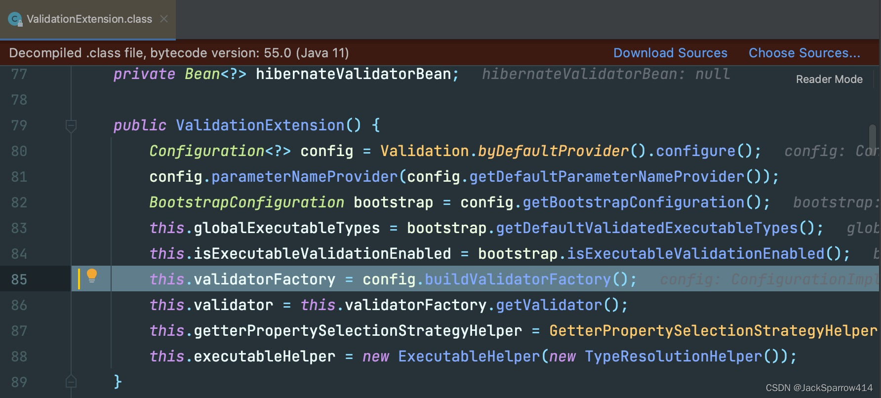 ValidationExtension initializing the default ValidatorFactory and Validator in its constructor
