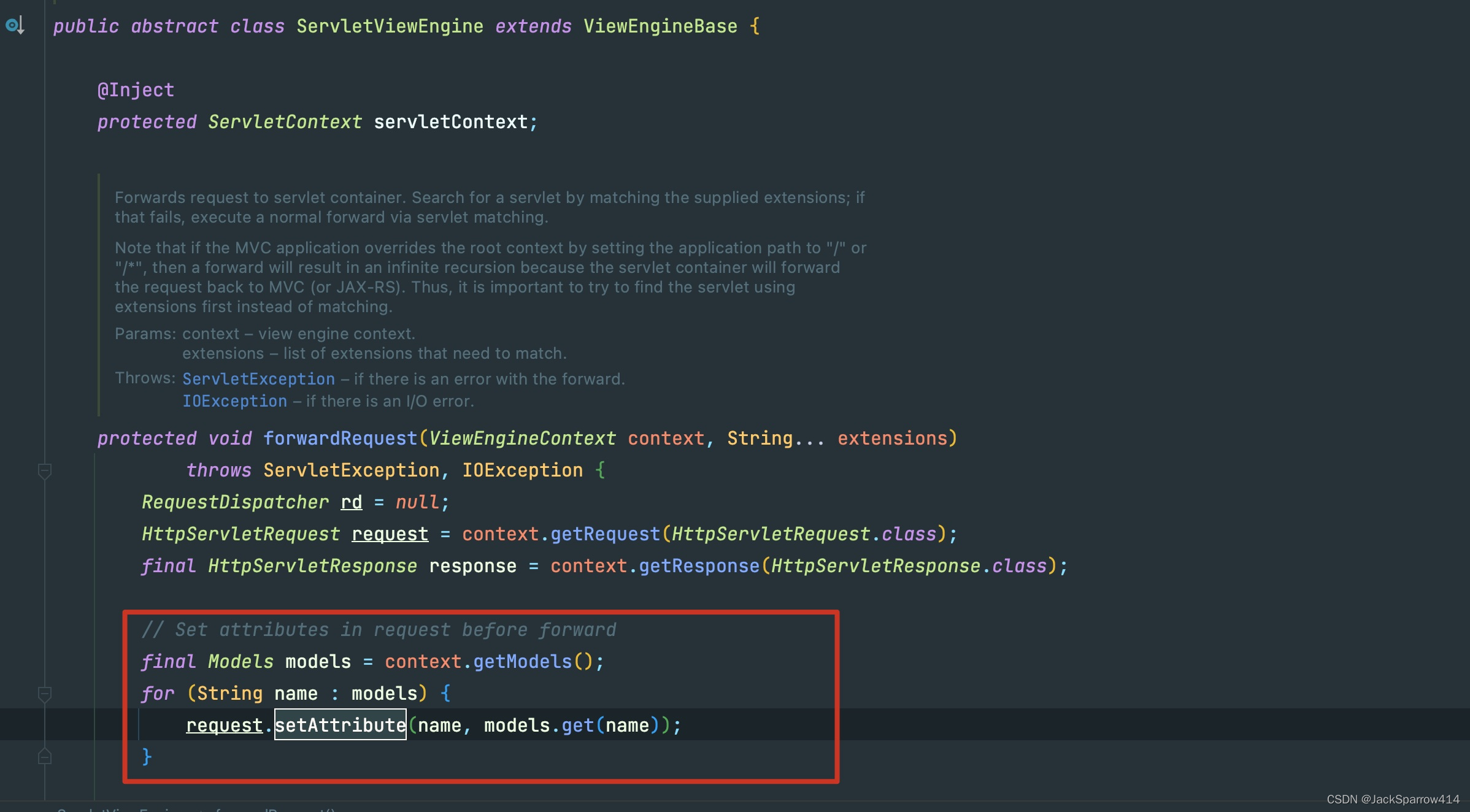 ServletViewEngine 遍历 model 并调用 request.setAttribute