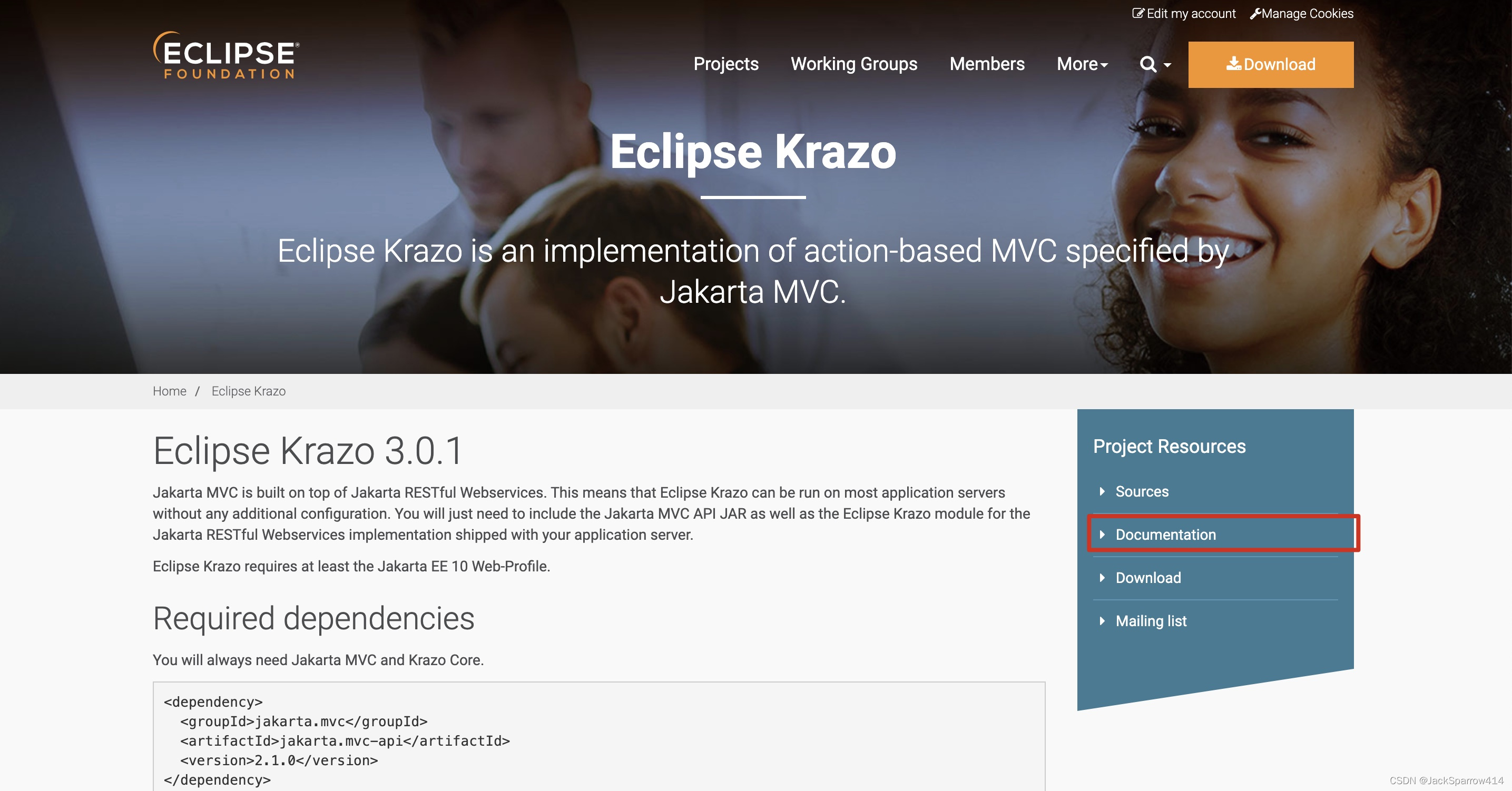 Eclipse Krazo 下载页中的文档入口