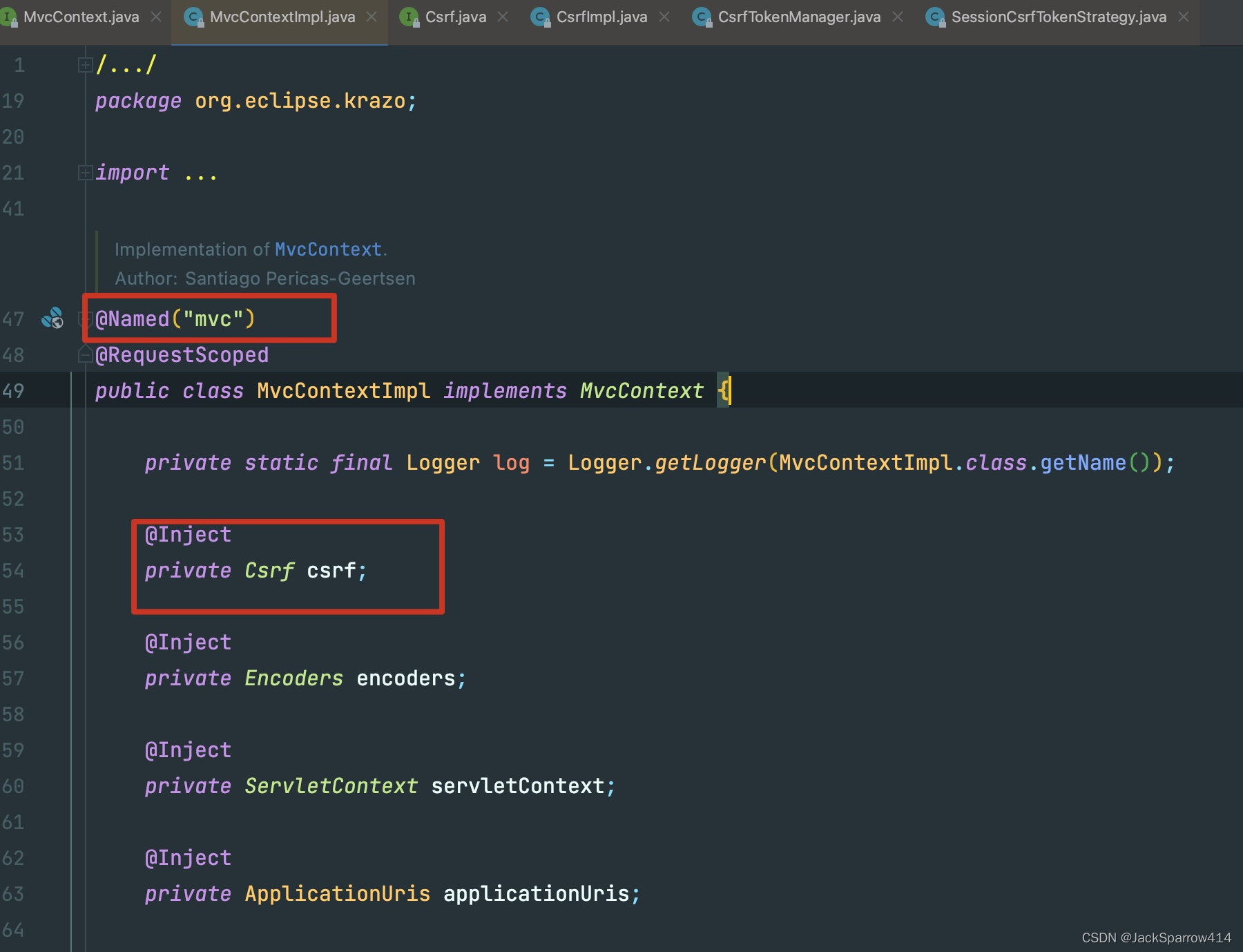 Krazo MvcContextImpl 使用 @Named("mvc") 暴露上下文