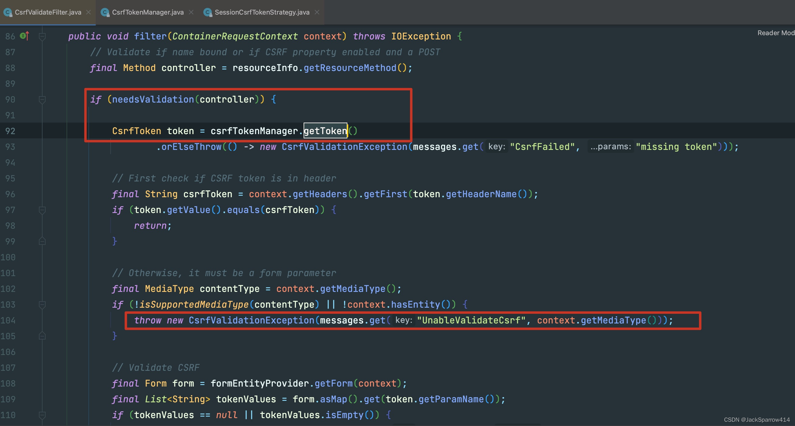 CsrfValidateFilter 根据 CSRF 配置检查并验证请求的源码